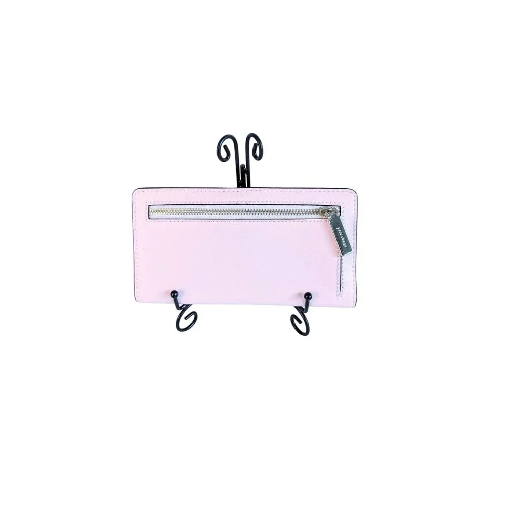 Kate Spade New York Long Wallet Bifold Saffiano Leather Pink Pastel Gold Tone - Picture 3 of 12